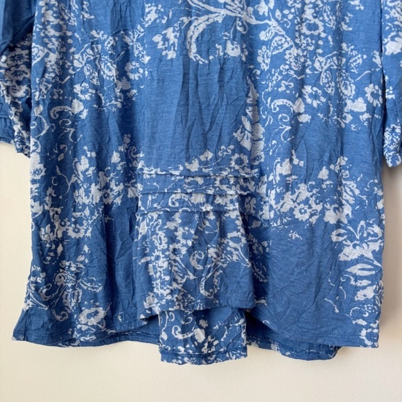 Habitat Blue Floral Crinkle Burnout Tunic Top XL Lagenlook - Picture 3 of 9